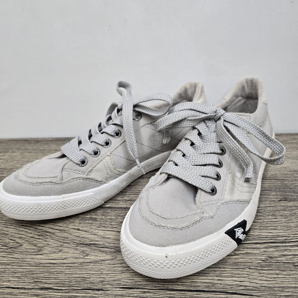 Tigerbear Grey Shoes Womens‎ 9 Lace Up Canvas Low Top Sneakers Skater Shoes